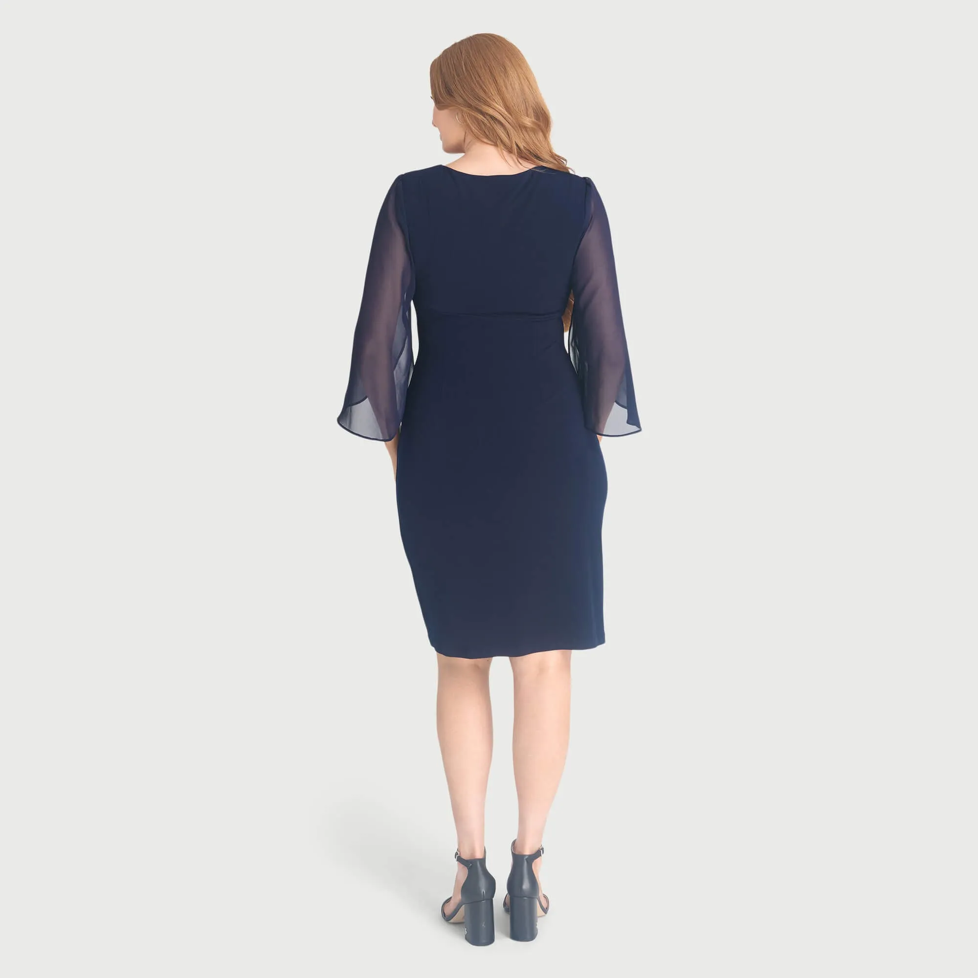 Lisette Navy Faux Wrap Dress