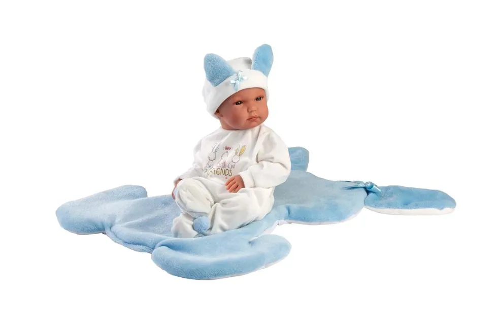 Llorens - Baby Boy Doll with Clothing, Bunny Shaped Changing Cushion & Accessories: Bimbo 35cm