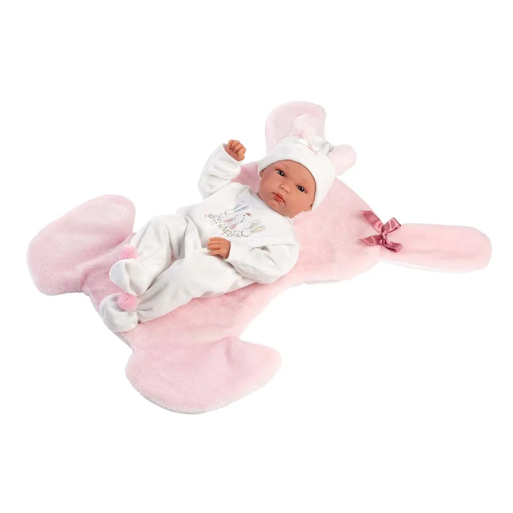 Llorens - Baby Girl Doll with Clothing, Bunny Shaped Changing Cushion & Accessories: Bimba - 35cm