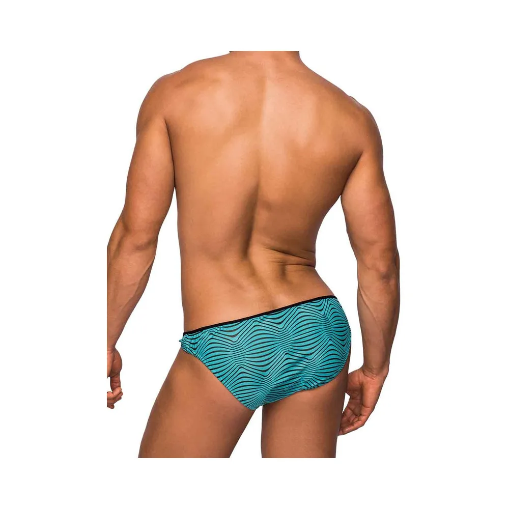 Male Power Tranquil Abyss Mini Bikini Seafoam/black Medium