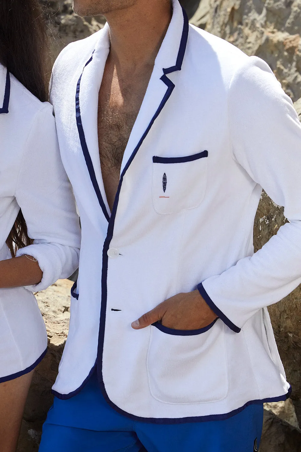 Malibu Beach Inn x BASK Custom Edition Toweling Blazer (Men's White/Navy)