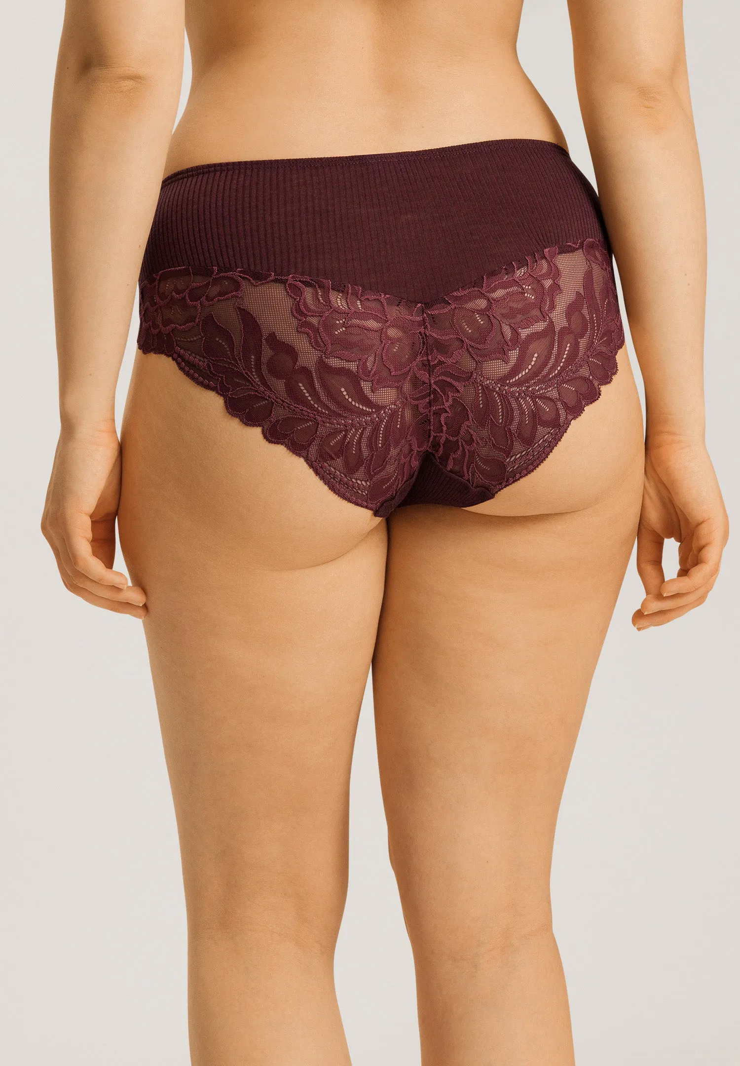 Maria Lace Back Wool and Silk Full Brief | Deep Maroon 70898-2483