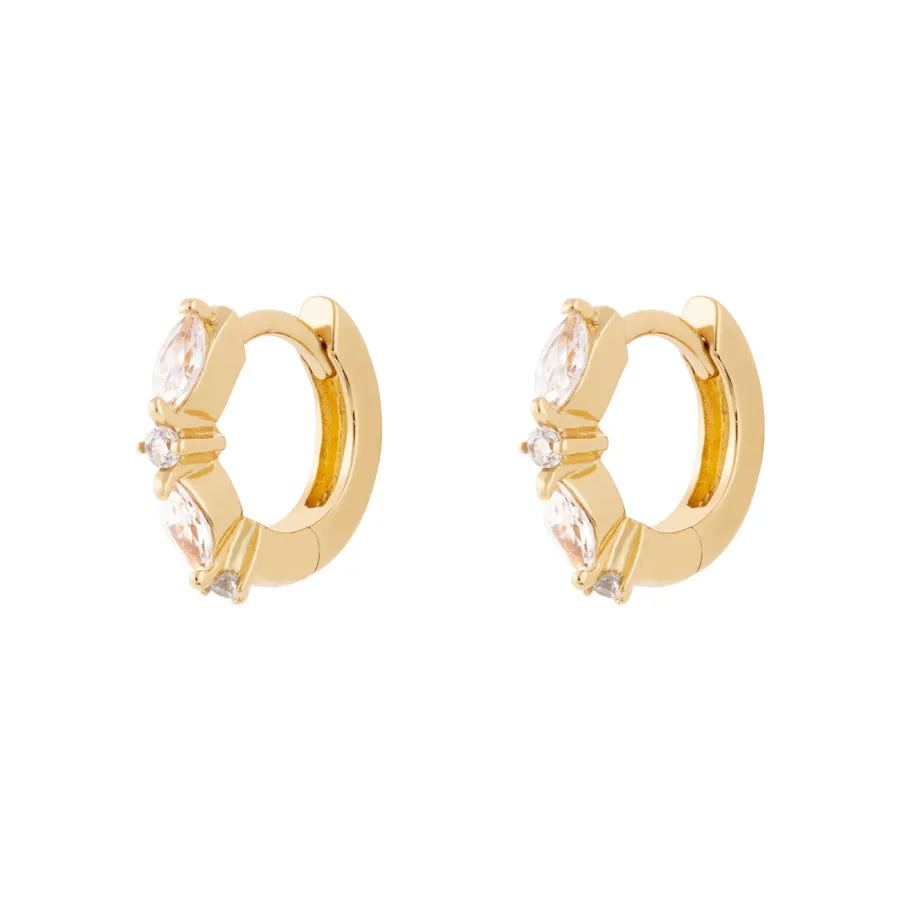 Marquise Pave Gold 8mm Huggie Earrings