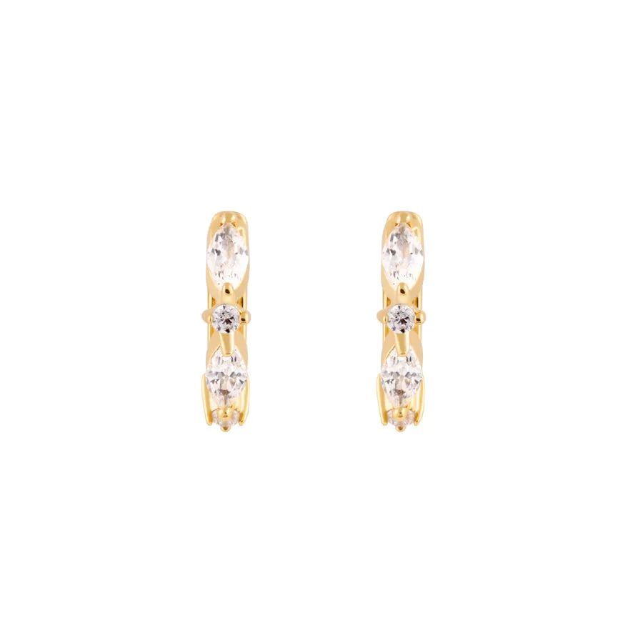 Marquise Pave Gold 8mm Huggie Earrings