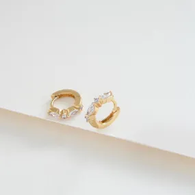 Marquise Pave Gold 8mm Huggie Earrings