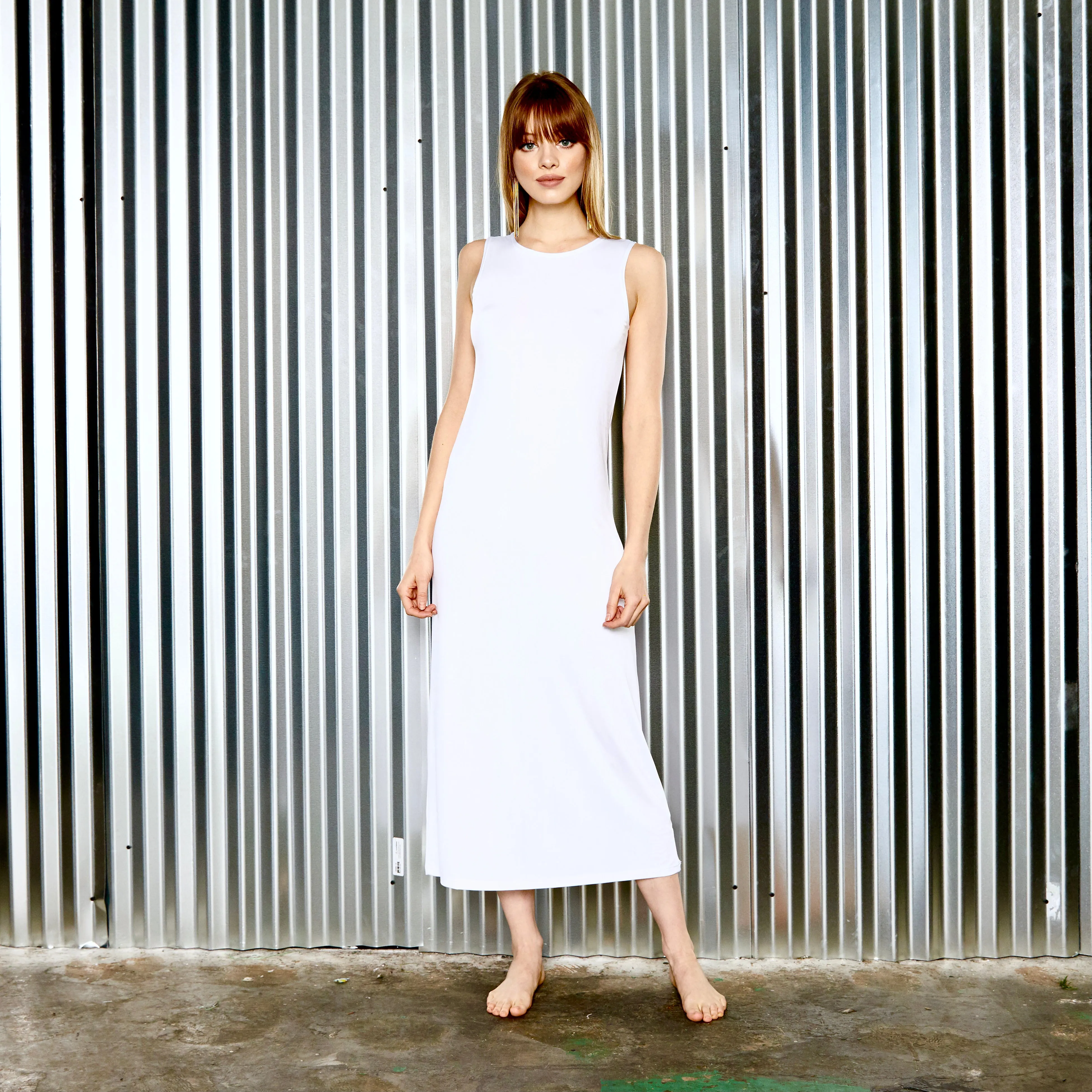 maxi slip without sleeves WHITE