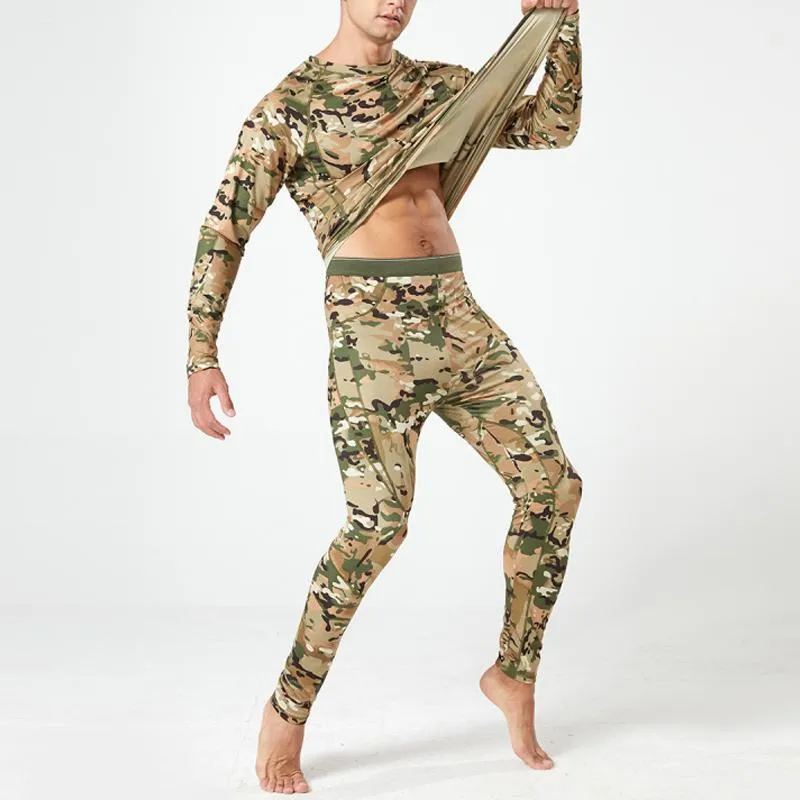 Men's Camouflage Fleece Thermal Underwear Set 67895465L