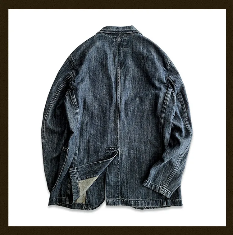 Men's Distressed Denim Suit Jacket