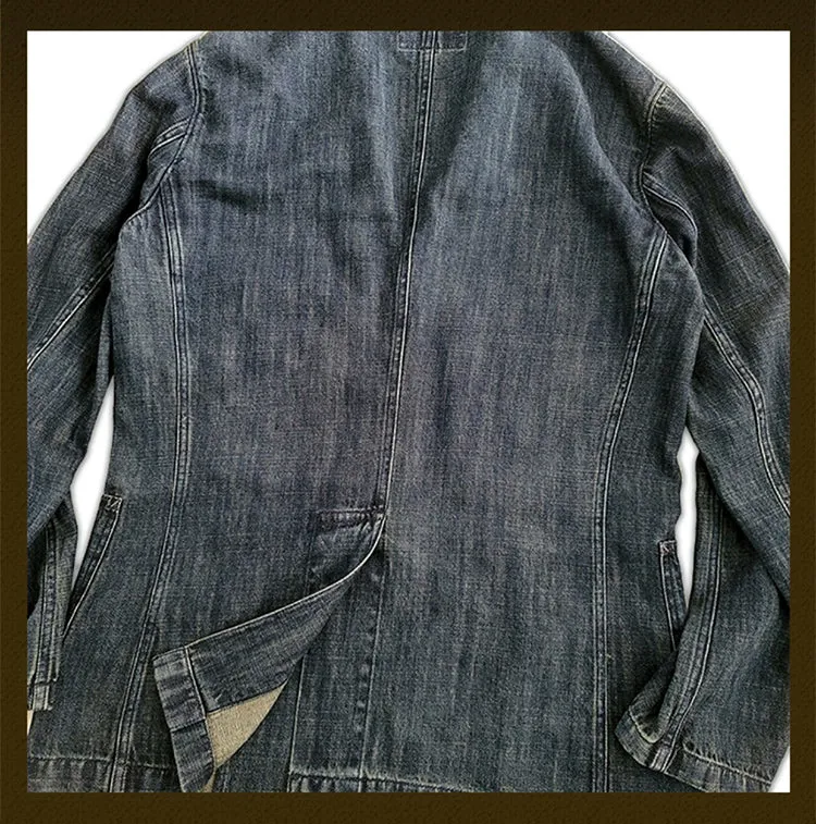 Men's Distressed Denim Suit Jacket