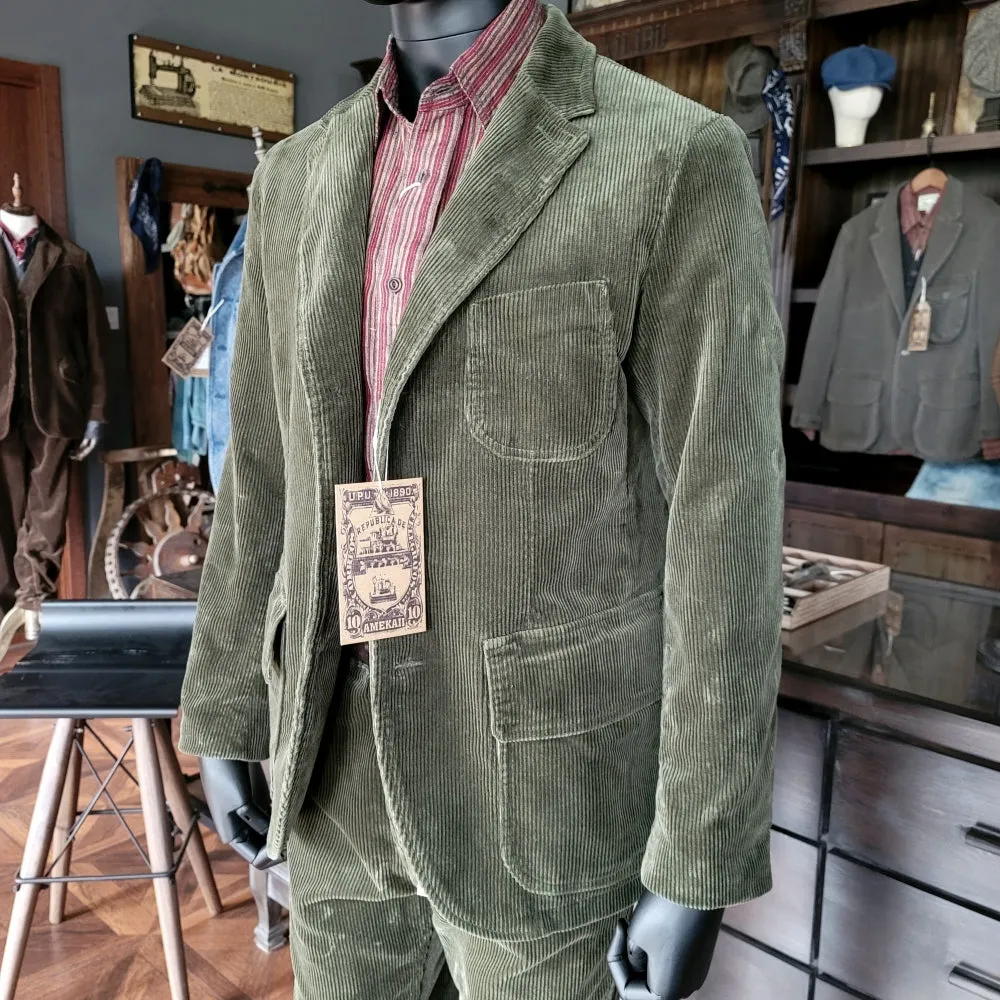 Men's Green Corduroy Suit Jacket