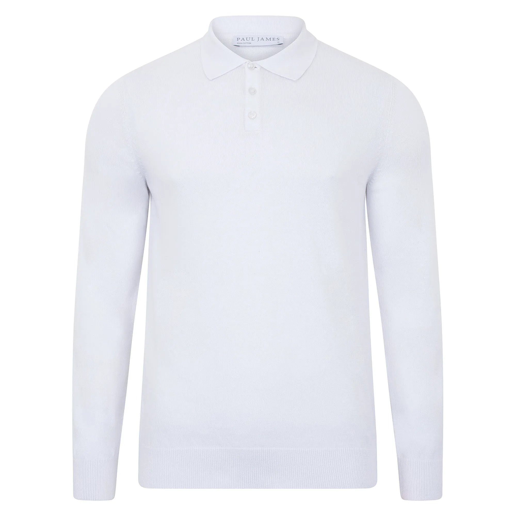 Mens Lightweight Cotton Long Sleeve Knitted Polo Shirt