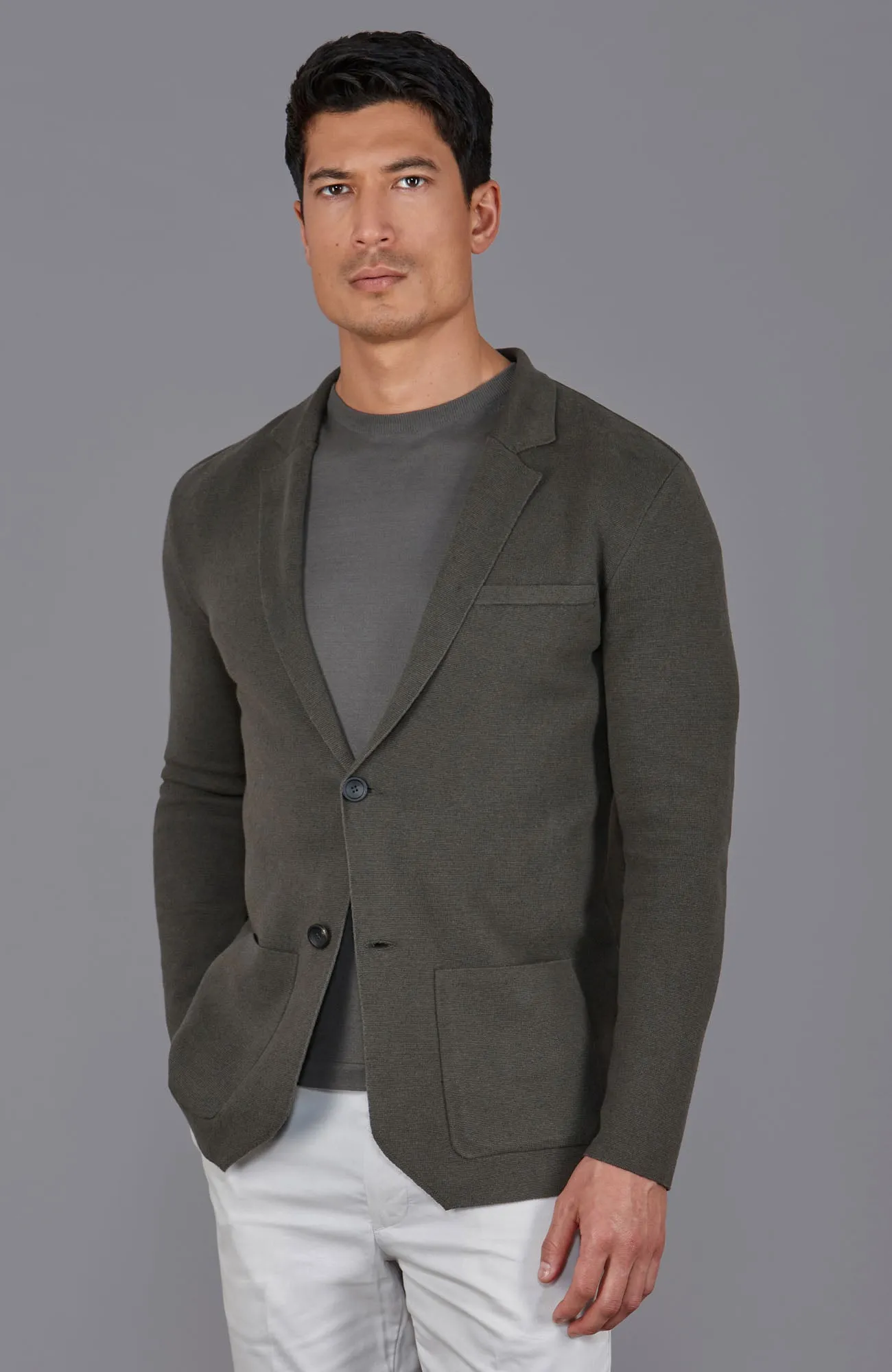 Mens Lightweight Organic Cotton Linen Knitted Blazer