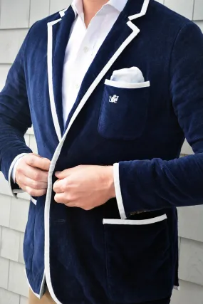 Men's Navy & White Terry Cloth Toweling Blazer