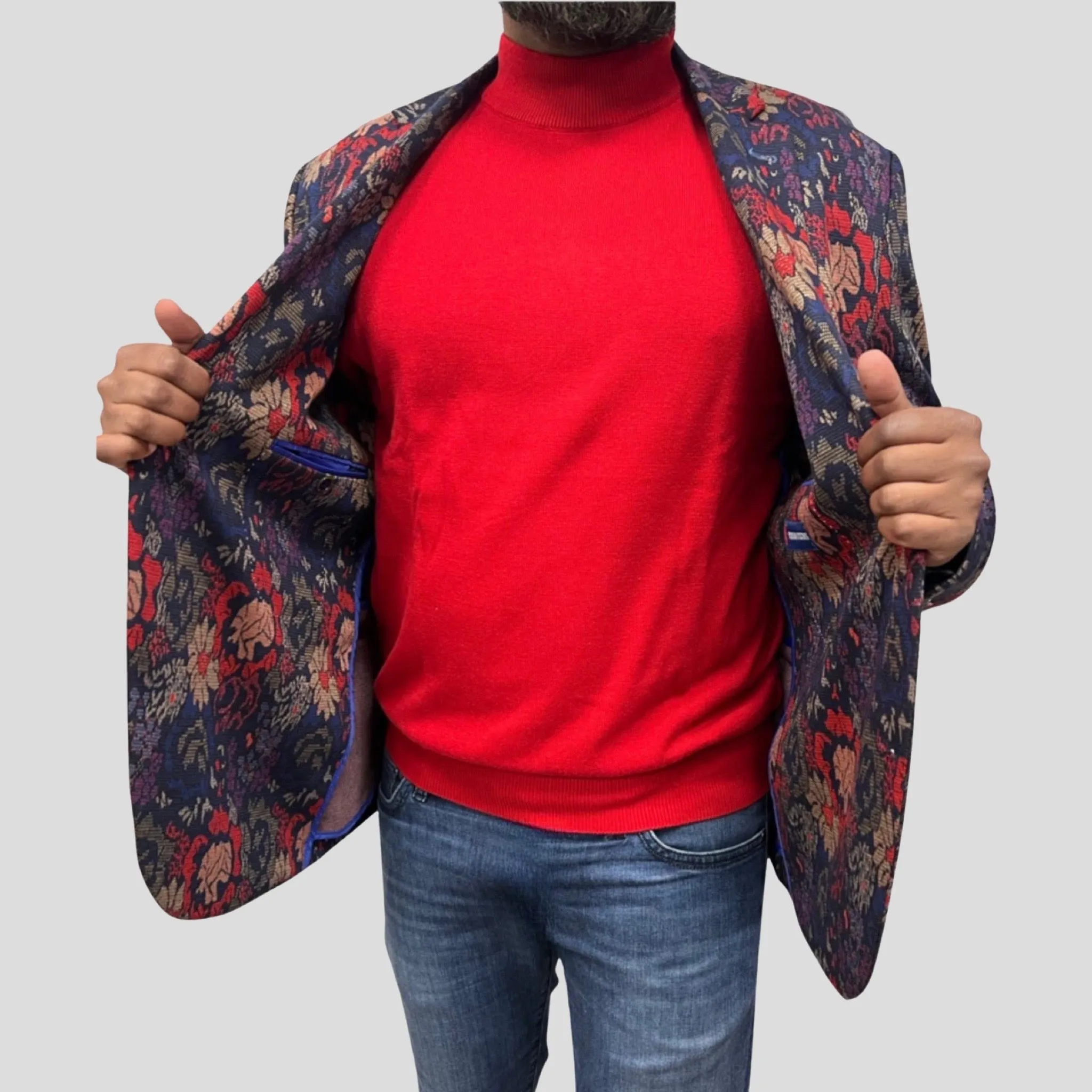 Men’s Navy and Red Fashion Blazer | Navy   Red