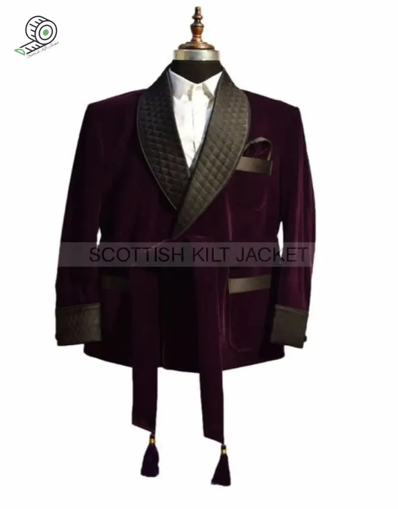 Men's Purple Quilted Velvet Blazer