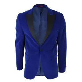 Mens Royal Blue Velvet Tuxedo Blazer Satin Peak Lapels Dinner Jacket Wedding Prom Black Tie