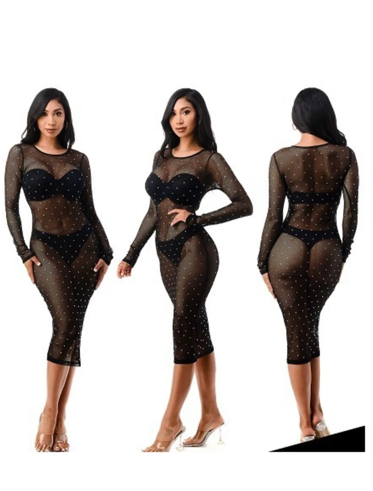 Mesh Rhinestone Dress