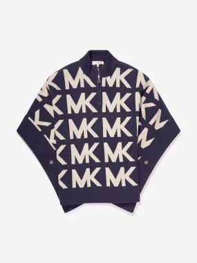 Michael Kors Girls Knitted Cape in Navy