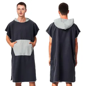 Microfiber Beach Changing Robe Poncho with Hooded Quick Dry Lightweigh Towelling Bath Bathrobe for Wetsuit Pool Surfing Swimming