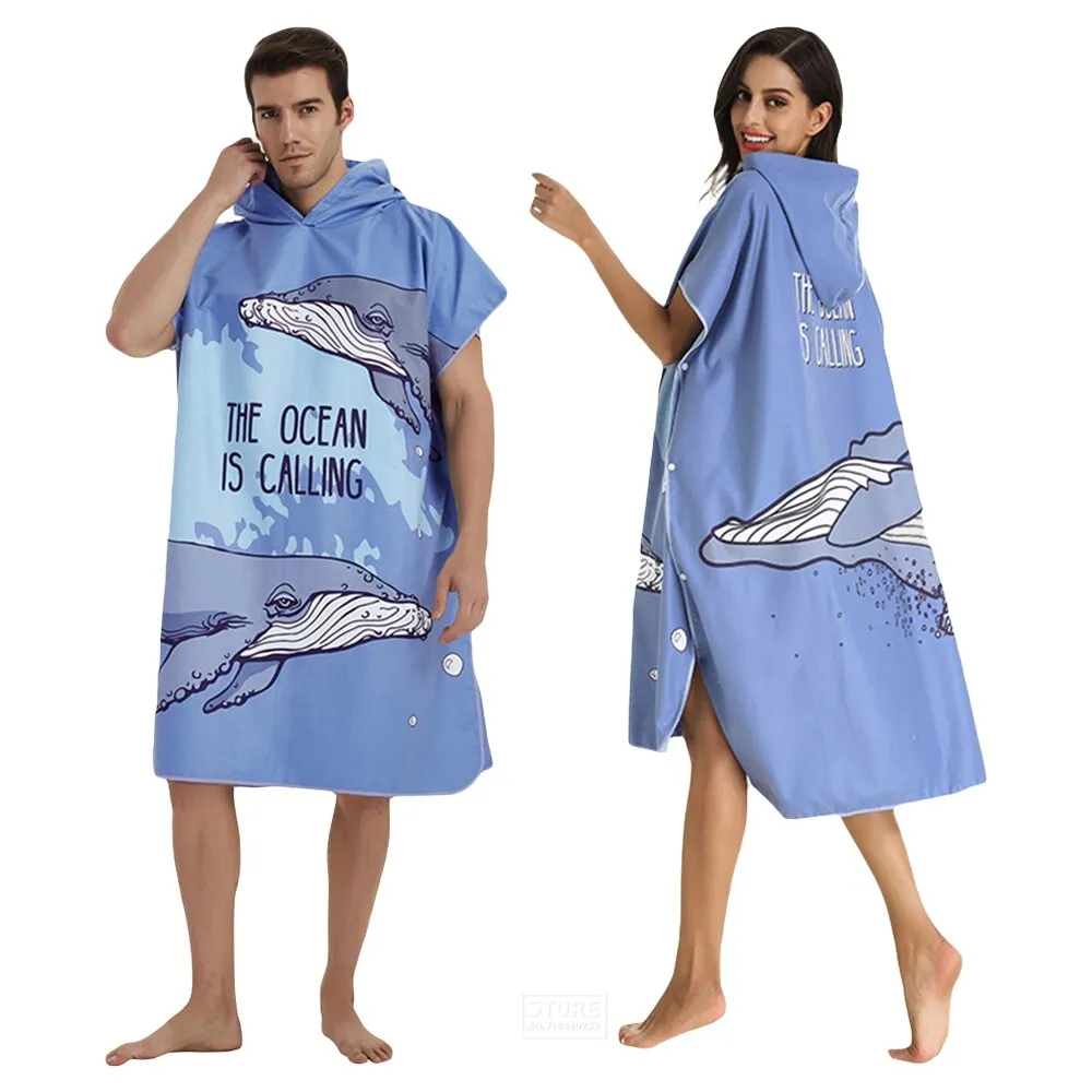 Microfiber Large Beach Towel Wetsuit Changing Robe Men Women Swimming Dry Robe Hooded Bath Towels Surf Poncho Quick Dry Bathrobe