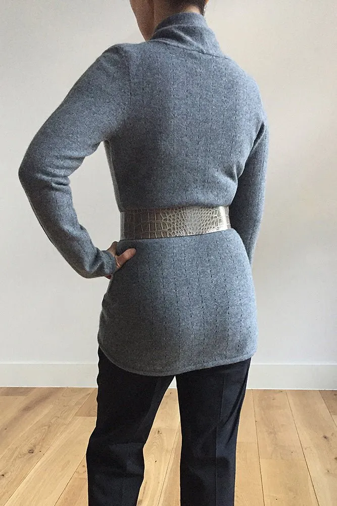 Mid grey Cashmere Cardigan - Pointelle