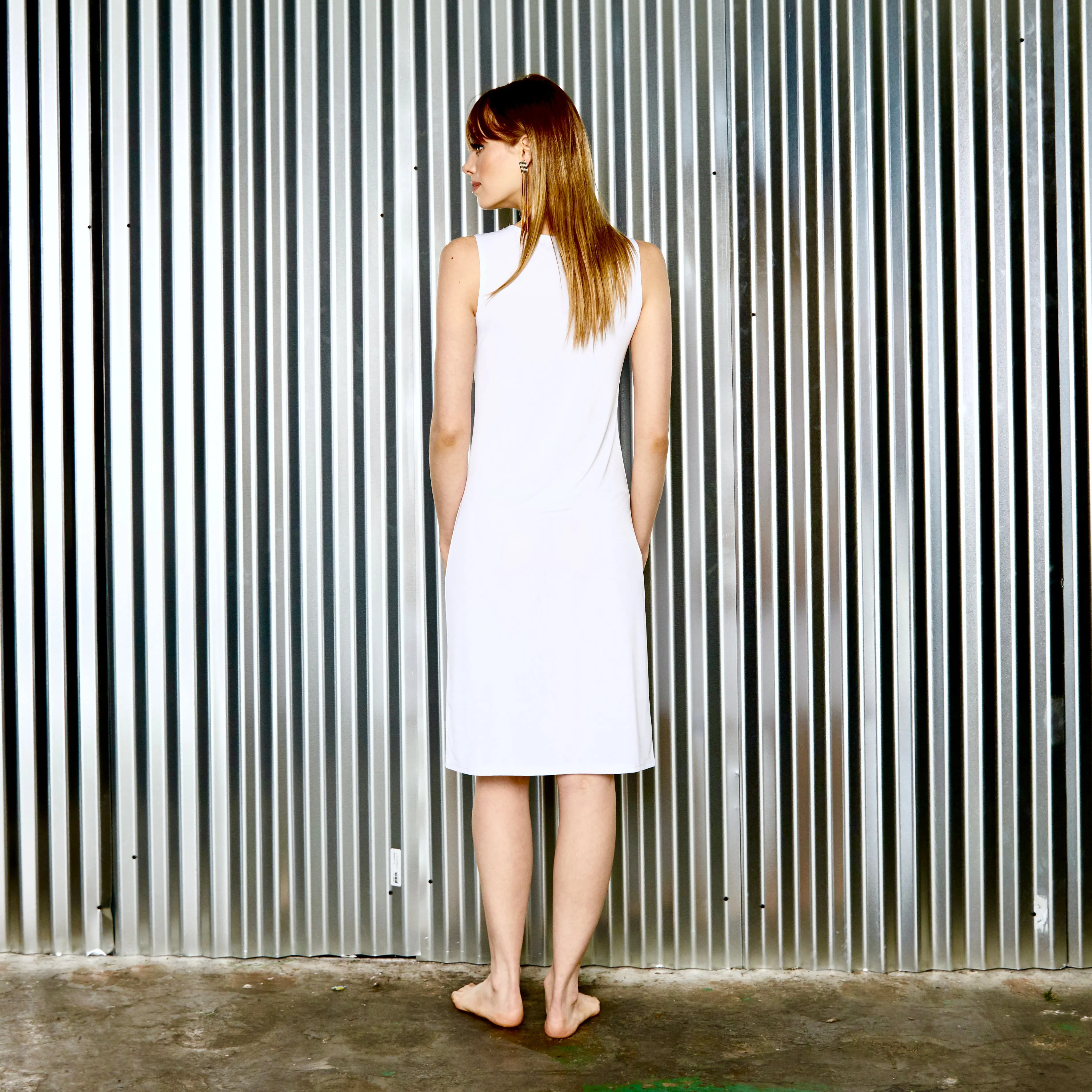 midi slip without sleeves WHITE