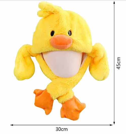 Movable-Ear Yellow Duck Hat with LED light