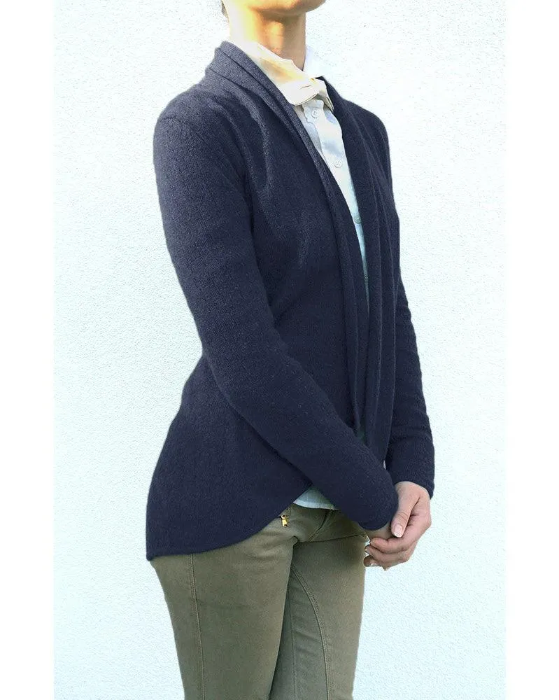 Navy Cashmere Cardigan - Pointelle