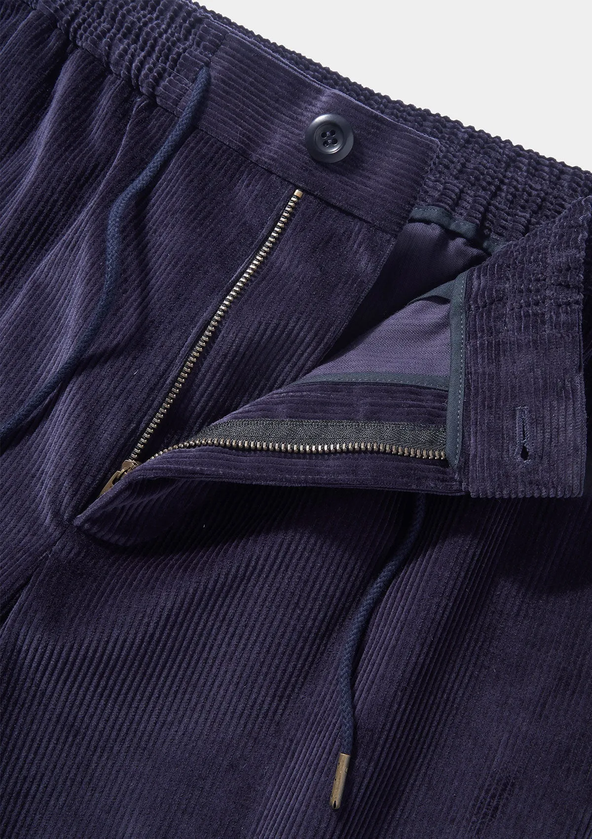 Navy Cotton-Corduroy Drawstring Trousers