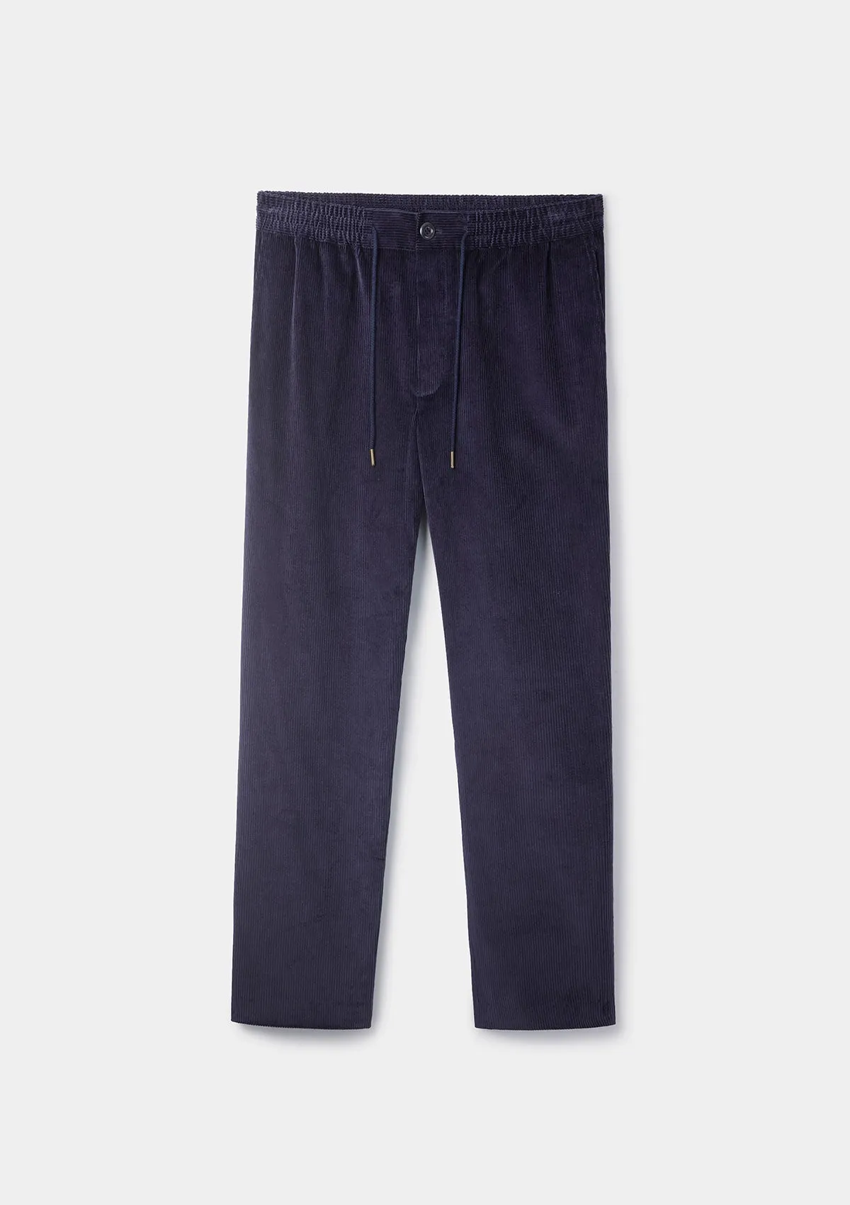 Navy Cotton-Corduroy Drawstring Trousers