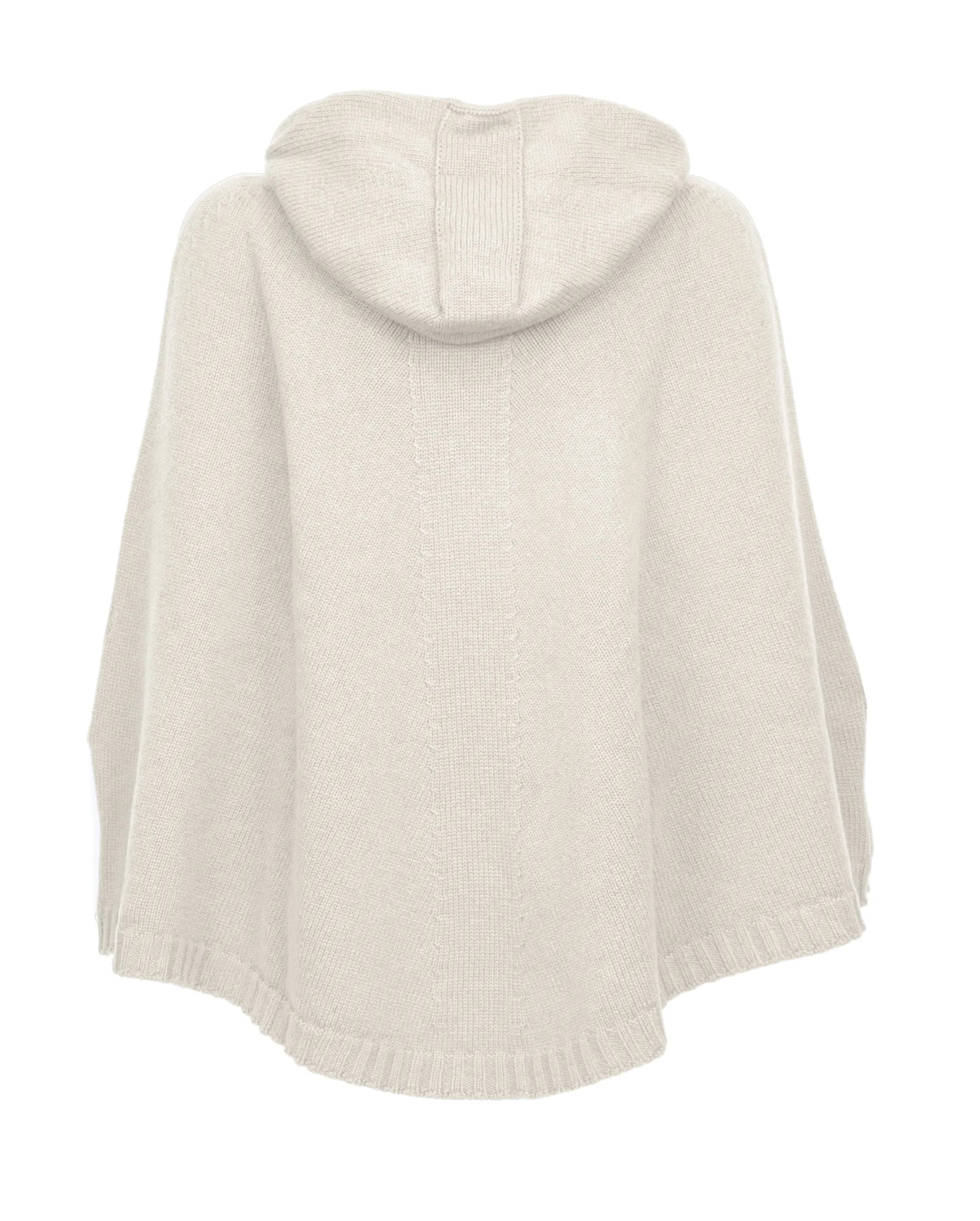 NEW FALL 24 - Pure Cashmere Hoodie Poncho Milk White