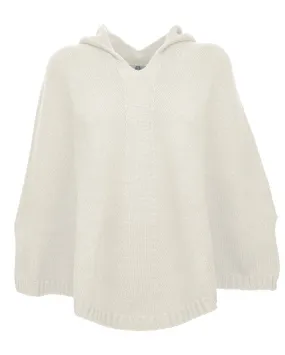 NEW FALL 24 - Pure Cashmere Hoodie Poncho Milk White