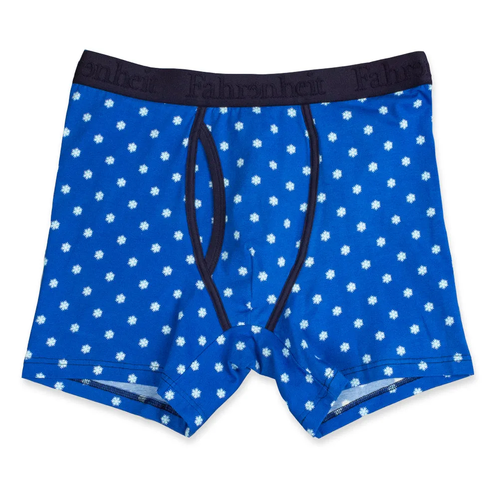 Newman Boxer Brief | Snowflake Blue/White