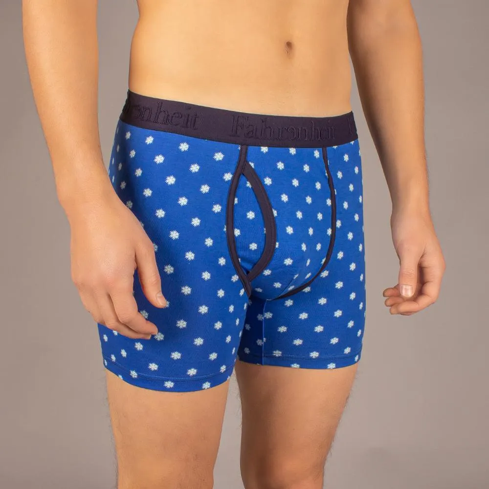 Newman Boxer Brief | Snowflake Blue/White