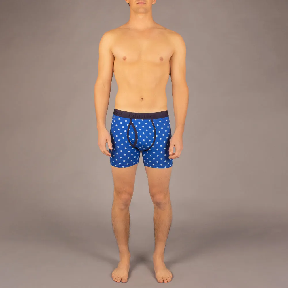 Newman Boxer Brief | Snowflake Blue/White