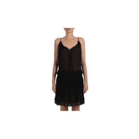 NWT AMIRI Black Crinkle Chiffon Slip Dress Size 0/36 $1190