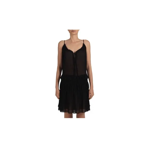 NWT AMIRI Black Crinkle Chiffon Slip Dress Size 0/36 $1190