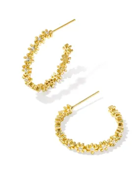 NYDIA HOOP EARRING-GOLD WHITE CRYSTAL