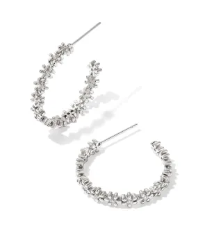 NYDIA HOOP EARRING-SILVER WHITE CRYSTAL