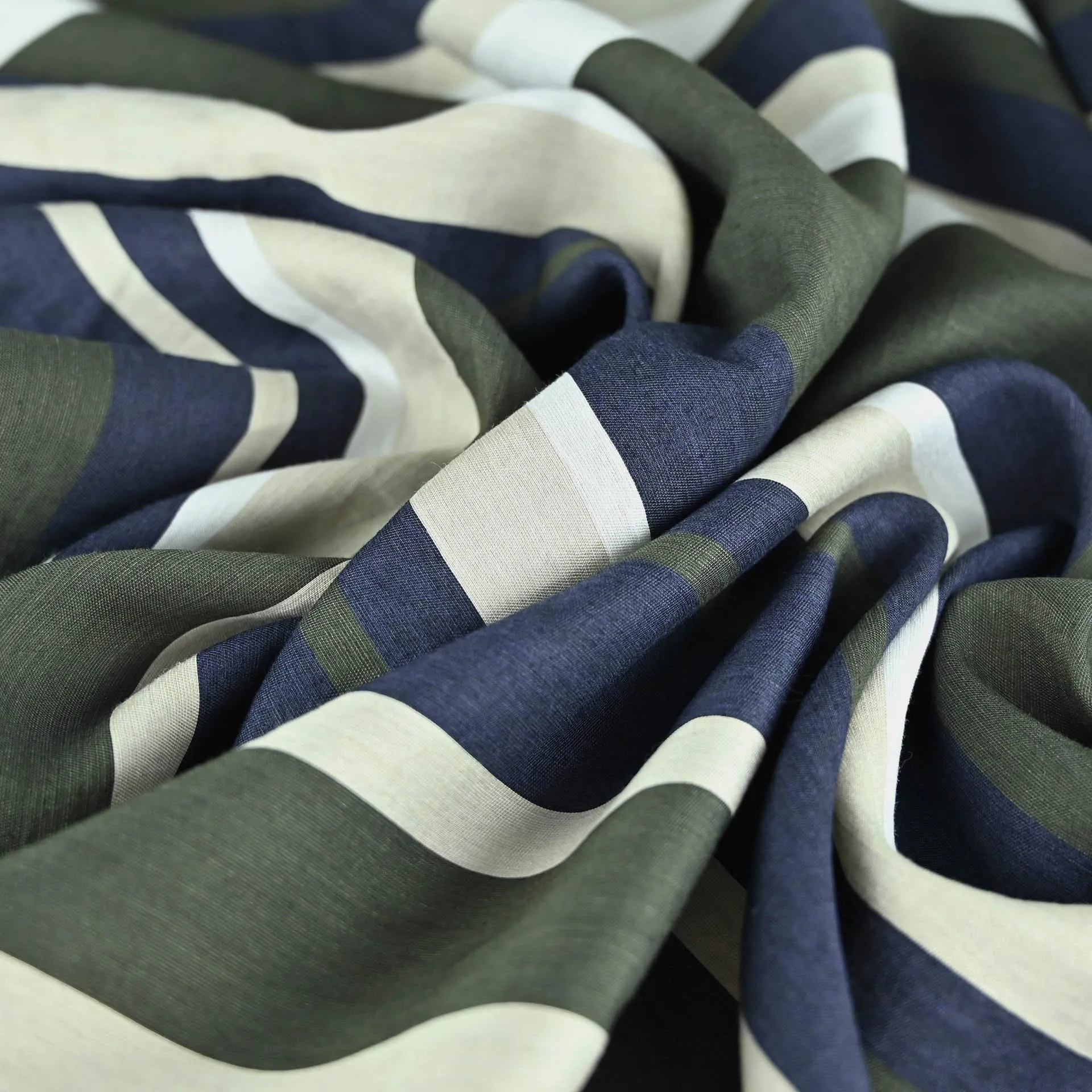 Olive Green Stripes Fabric 760