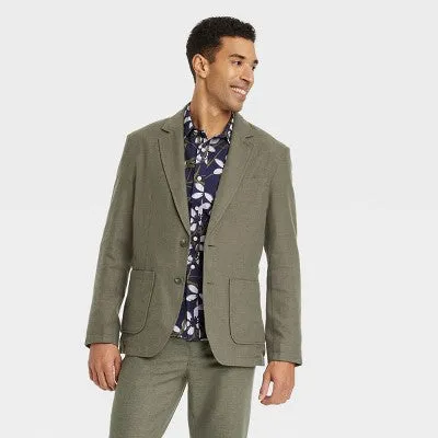 Open Box - Men's Linen Blend Blazer - Goodfellow & Co Olive Green XL