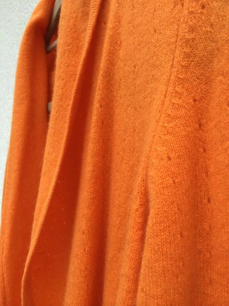 Orange Cashmere Cardigan - Pointelle