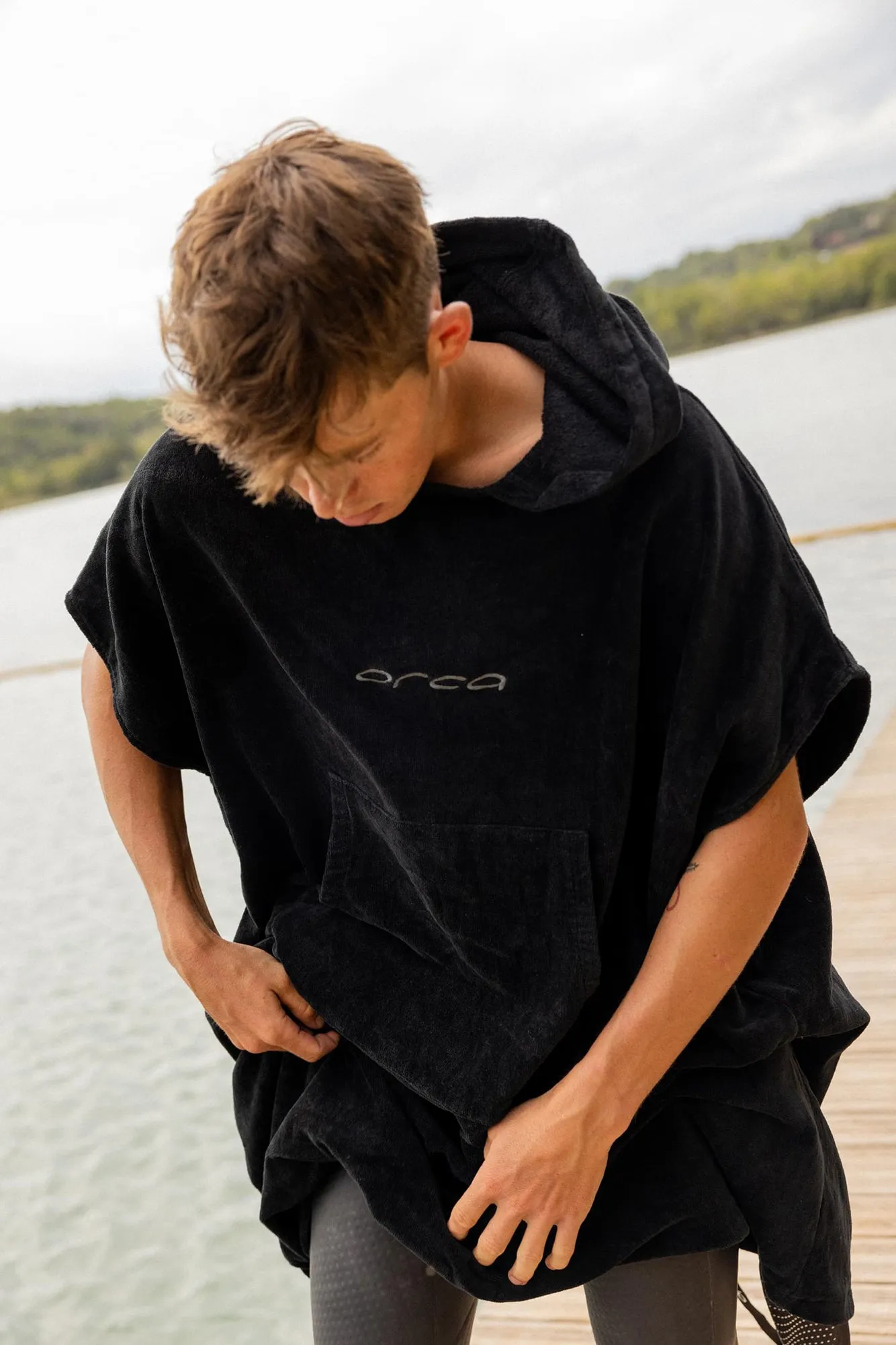 Orca Cotton Poncho Changing Robe - Black