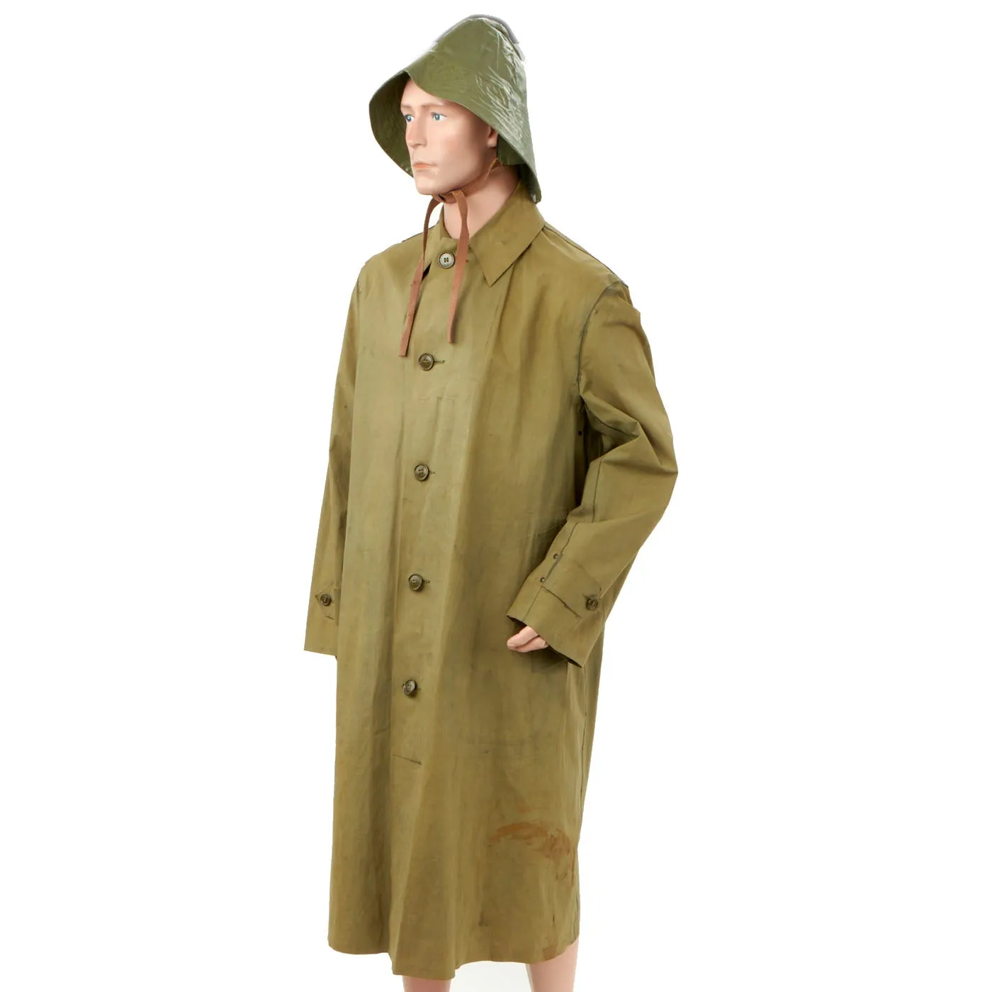 Original U.S. WWII 1942 U.S. Army Raincoat and Navy Sou’wester Hat - As Published in Reference Book