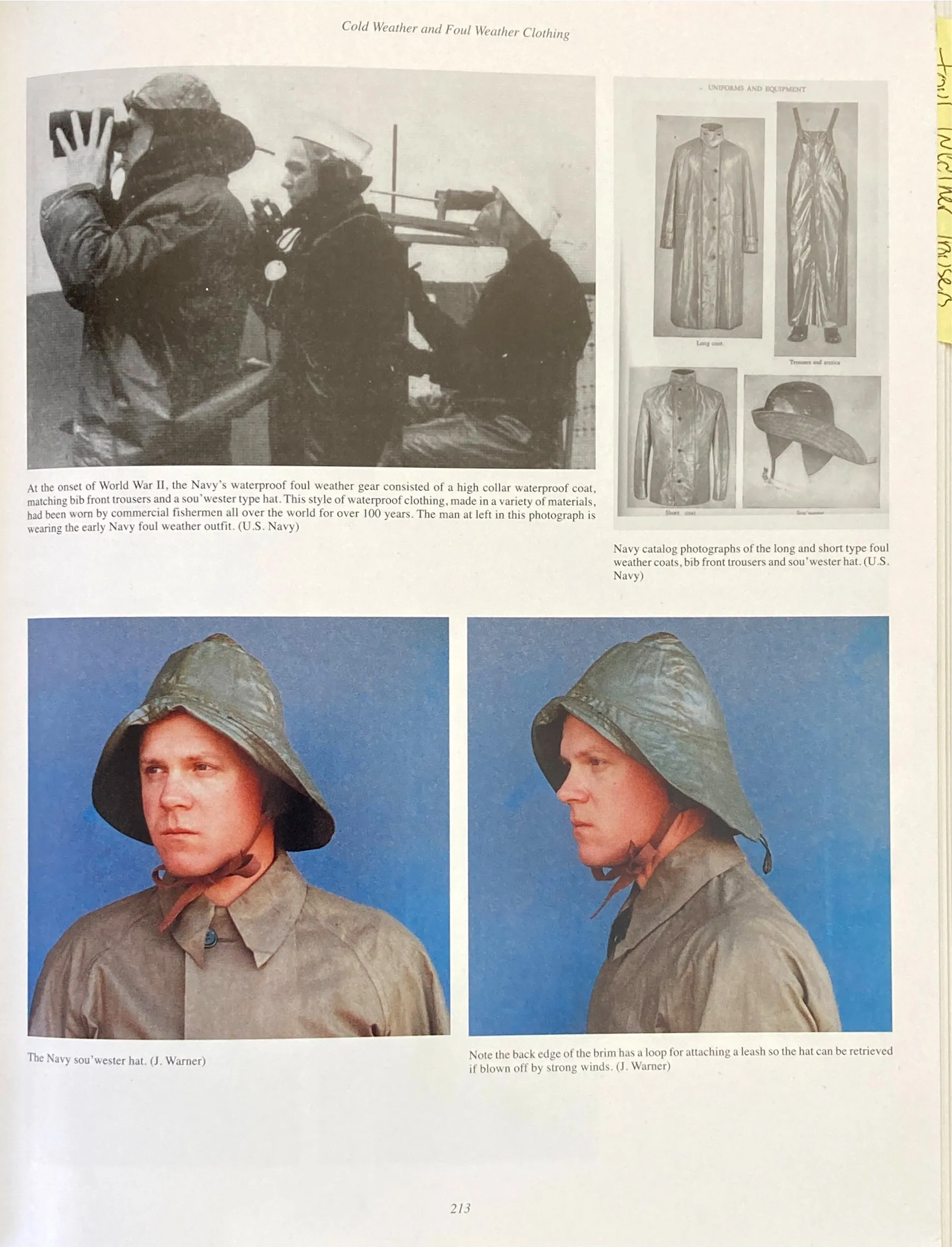 Original U.S. WWII 1942 U.S. Army Raincoat and Navy Sou’wester Hat - As Published in Reference Book