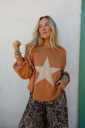 Ovalie Studded Star Top - Caramel