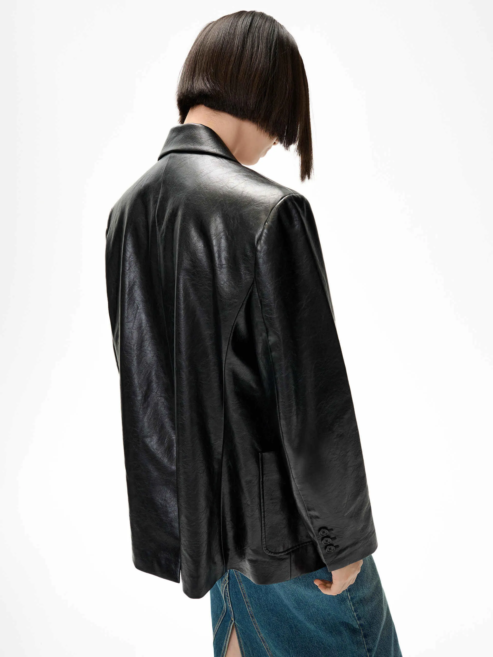 Oversized Faux Leather Blazer