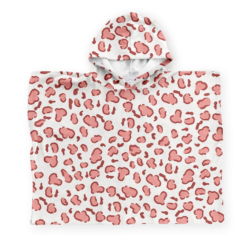 Pink Leopard Keiki Poncho, Medium