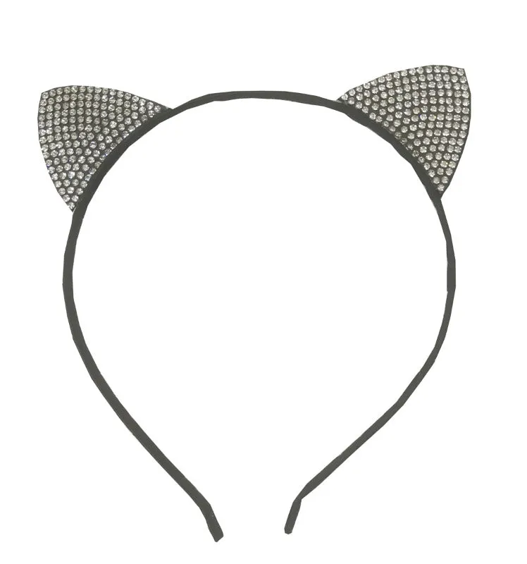 Pink or Black Sparkly Cat Ears Headband