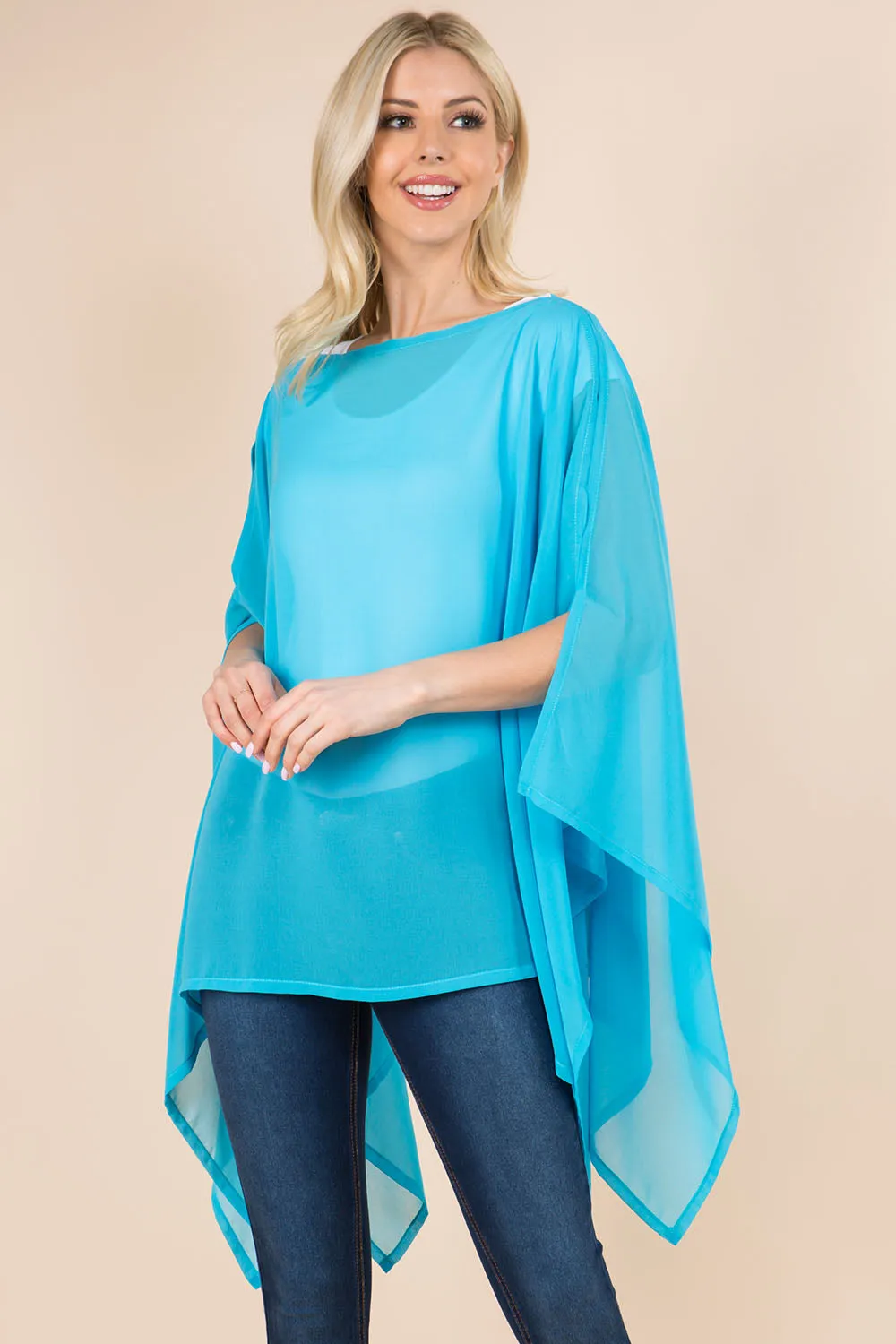 PP-3116 solid chiffon poncho